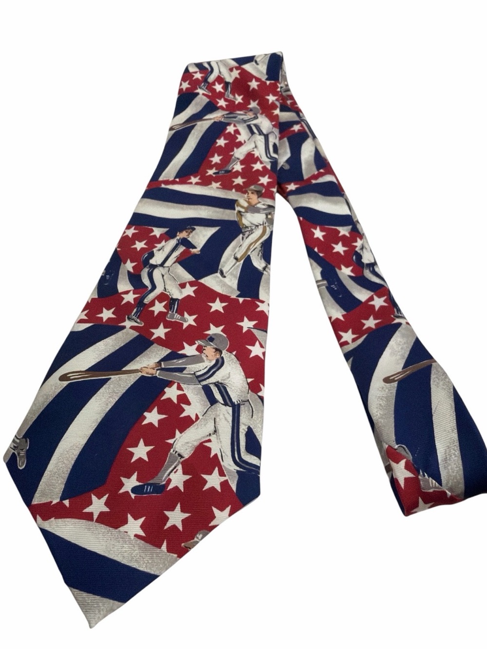 VTG American Traditions Baseball Americana Tie 100% Italian Silk
